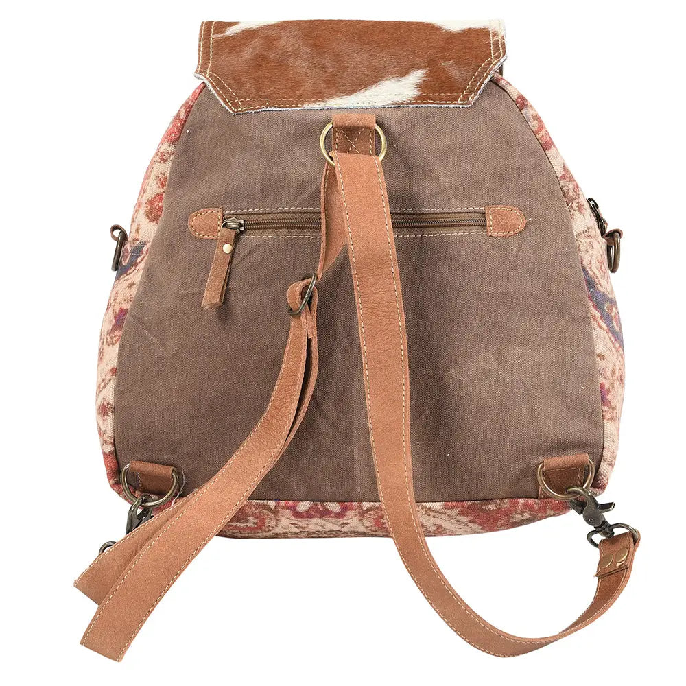 Boheme Backpack- Cow Hide and Upcycled Canvas