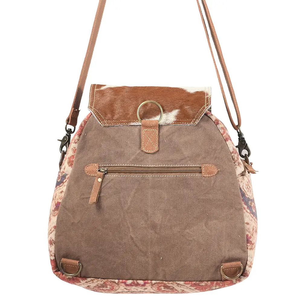 Boheme Backpack- Cow Hide and Upcycled Canvas