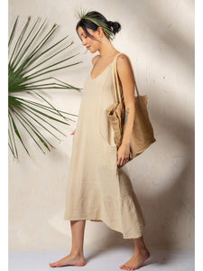 Double Gauze Strap Midi Dress- One size