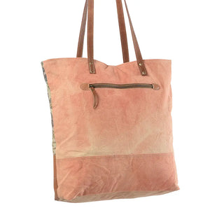 Tote - Leather and Upcycled Canvas
