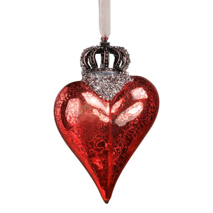 Ornament- Crowned Heart Red