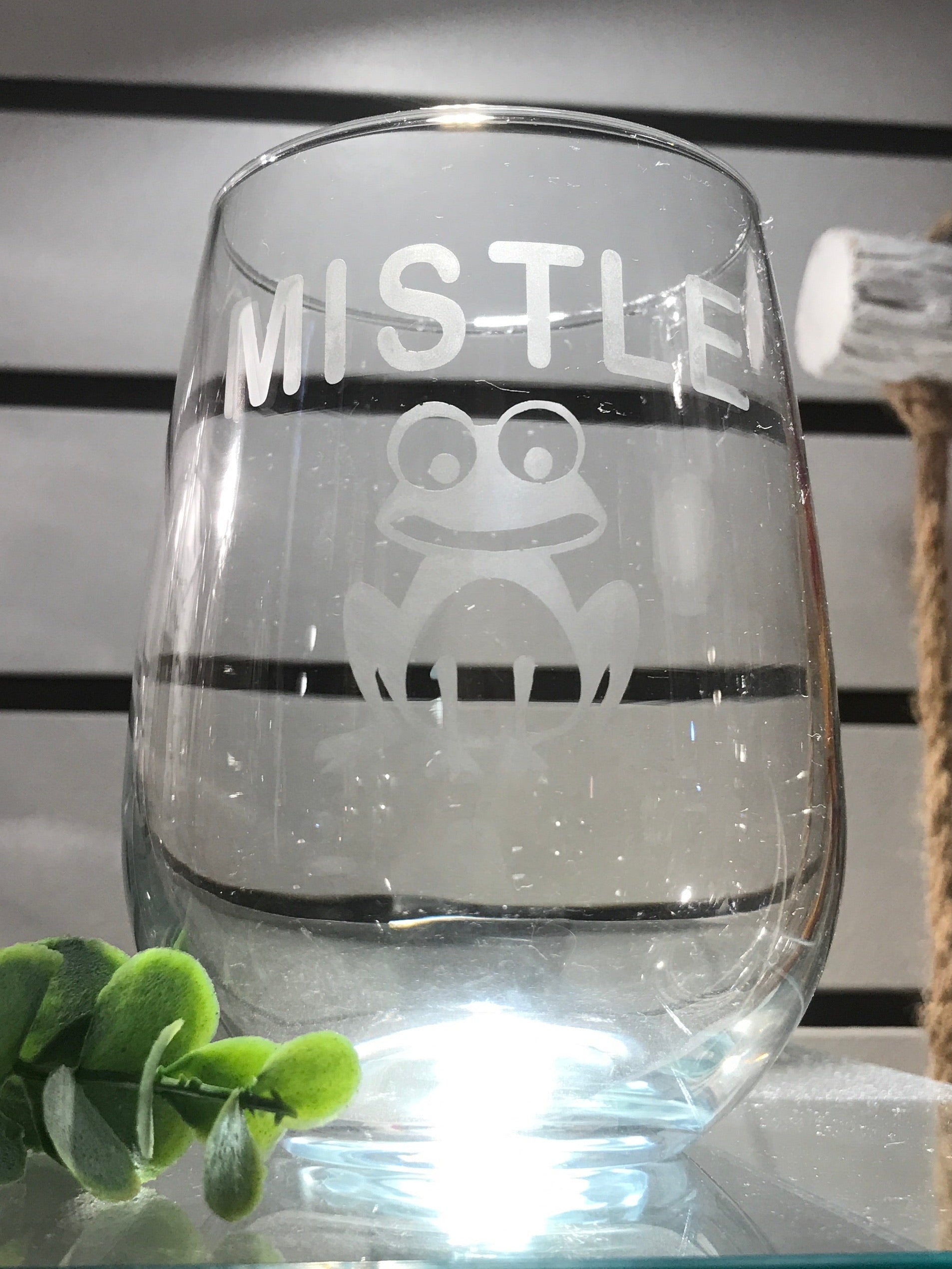 Locally Etched Wine Glasses~ Mistle Toad