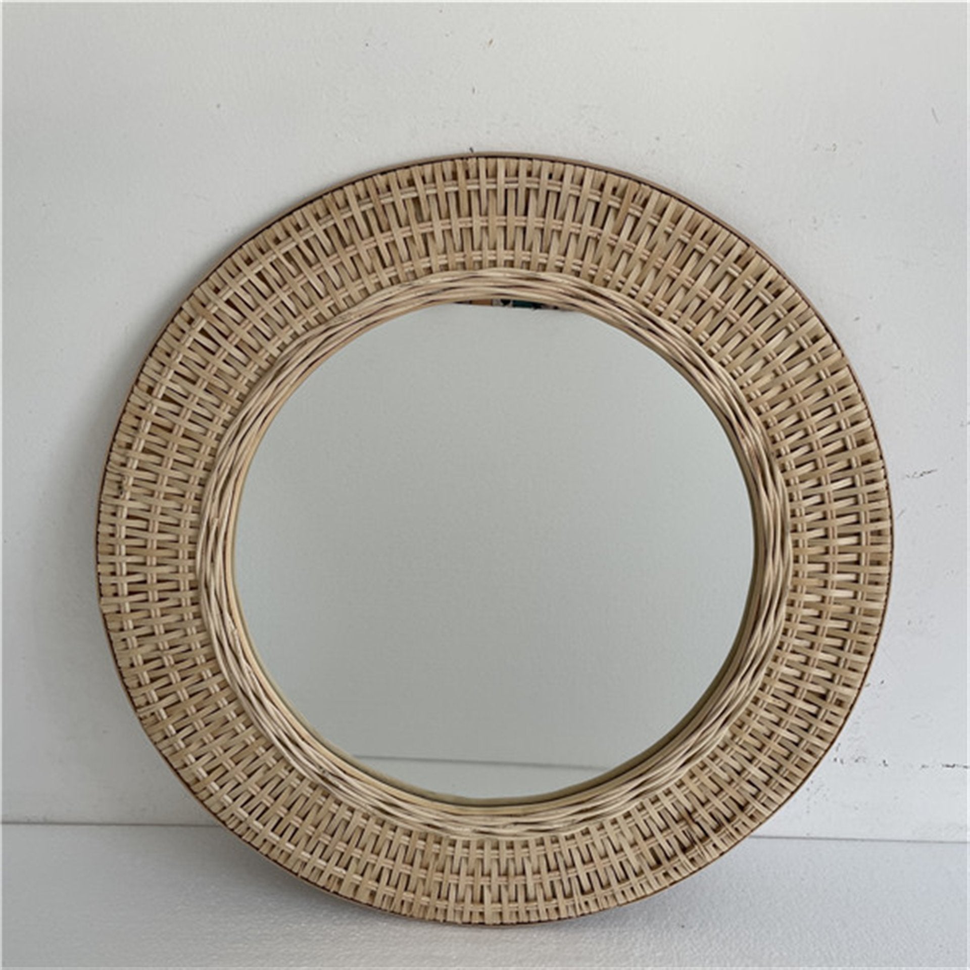 Bamboo Rattan Round Mirror