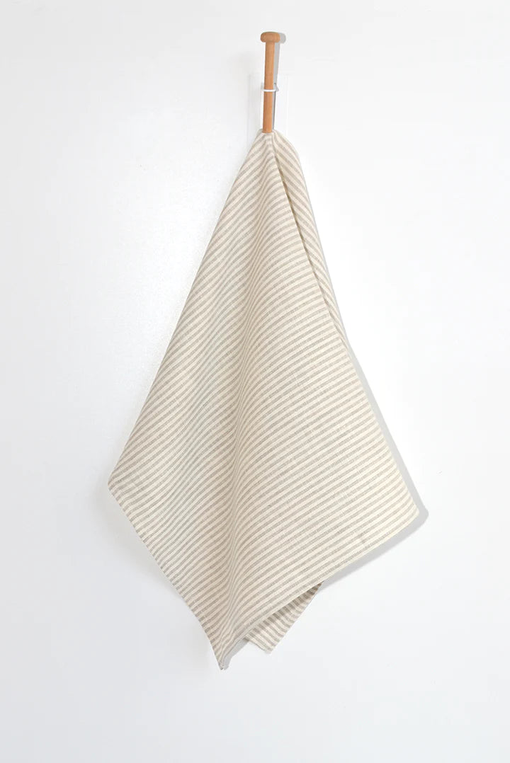 Annex Tea Towel~ ivory and Natural Stripes