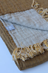 Salina Double Sided Linen Throw- Gold and Natural