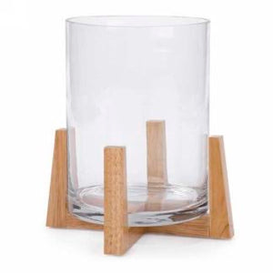 Glass Vase on wooden Base