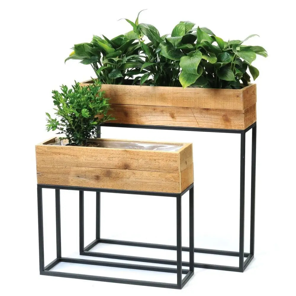 Wood and Metal Standing Planter Boxes~ 2 sizes